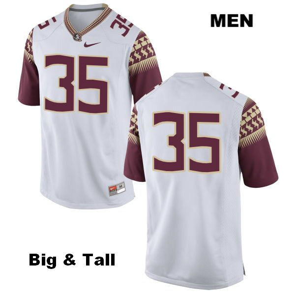 Men's NCAA Nike Florida State Seminoles #35 Michael Barulich College Big & Tall No Name White Stitched Authentic Football Jersey LJT4869KF
